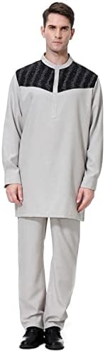 Летни мажи кошула машка средно средно копче надолу од џеб, муслимански облеки Панталони со две парчиња поставени обичај јакни за мажи