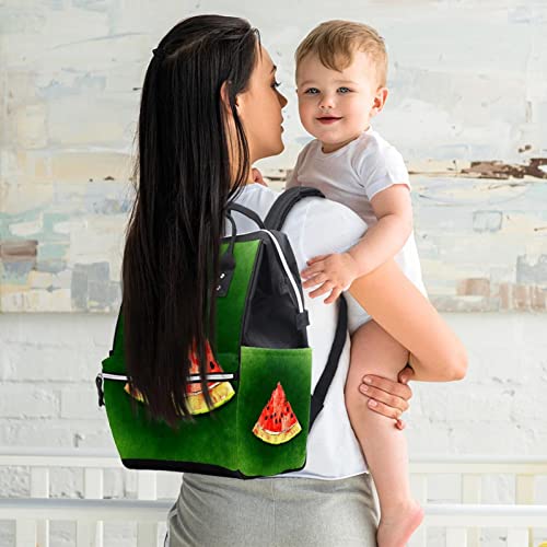 Торба За Пелени За Бебиња, Персонализиран Ранец За Пелени За Мајчинство, Торбичка За Патување Лубеница Овошје Зелена Позадина
