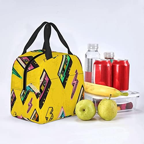 Торба за Ручек за Повеќекратна употреба 80 КАСЕТА Лента Гроздобер Изолирана Торба За Ручек Издржлива Поладна Кутија За Ручек