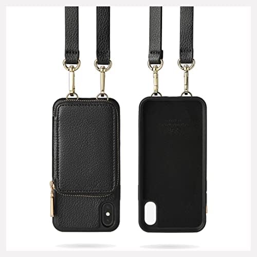 Zve Case за Apple iPhone XS и X, 5,8 инчи, куќиште на паричник со држач за кредитни картички со ланци на ланци, слот за рамената чанта чанта чанта, лента за зглобот, обвивка за куќи