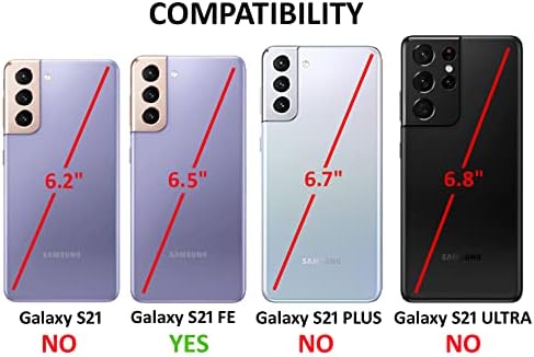 Безжичен Protech Case компатибилен со Samsung Galaxy S21 Fe 5G телефон. Комбо -футрола за хибридни куќи со двојно слој и клип