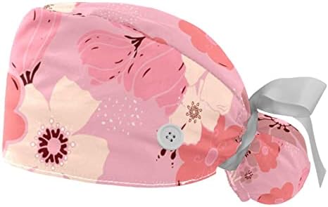Анимирани розови цветни работни капачиња со копчиња, долги држачи за четки за коса за жени за жени