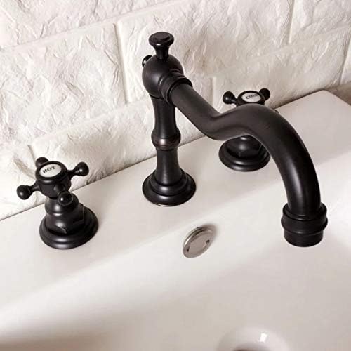 Црно масло нанесуваат бронзени двојни рачки 3 дупки инсталирајте широко распространета палуба монтиран мијалник за мијалник за мијалник