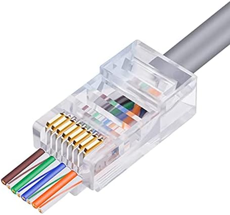 Конектори 100pcs 8p8c RJ45/RJ-11 конектор 6U злато обложен преку Ethernet кабли Модул приклучок мрежа RJ-45 Кристални глави CAT6 LAN-