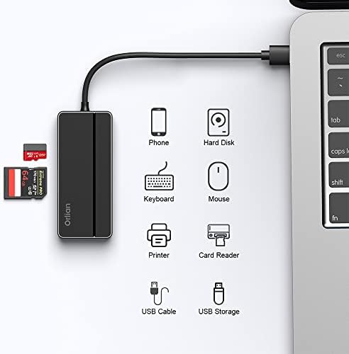 ОРЛИЈАН УСБ Центар, 5-ВО-1 УСБ 3.0 Хаб Адаптер, со 3 USB 3.0 Порти, Sd И Microsd Картичка Читач, USB A ДО USB C Адаптер, За MacBook Pro,