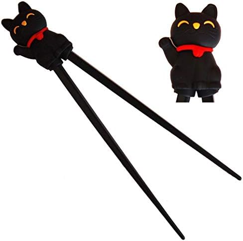 Среќна Продажба HSTC-LKCBLK, обука стапчиња за јадење за почетници десна Или лева Рака, Црна Мачка