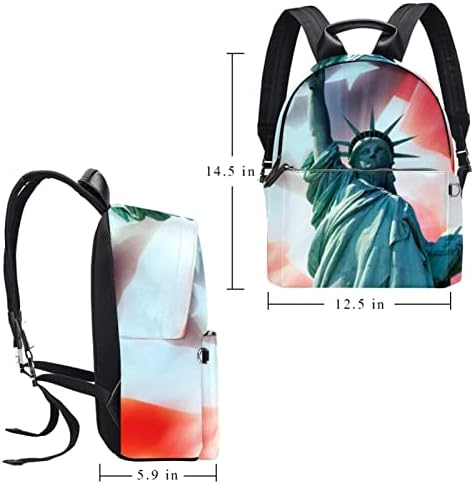 Тбуобт Кожен Ранец За Патување Лесен Лаптоп Секојдневен Ранец За Жени Мажи, Американско Знаме И Статуа