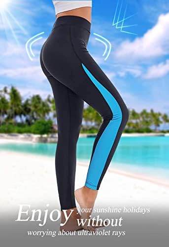 Скоди пливање панталони за жени хеланки со сурфање со вода со високи половини за пливање долги ув рашгар