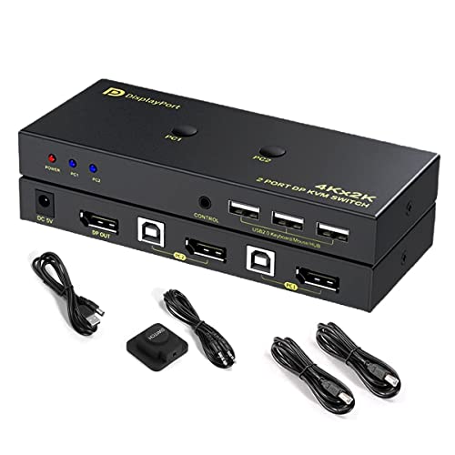 HDMI Kvm Прекинувач 2 Порта 4K 60Hz, DisplayPort KVM Прекинувач 2 Порта 4K 60Hz, Со Прекинувач За Контрола На Продолжување и 2