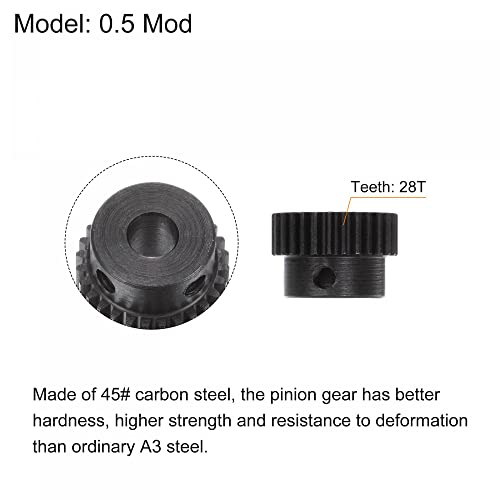 uxcell 0.5 Mod 28t 4mm Создаден 15mm Надворешниот Диа 45 Јаглероден Челик Мотор Pinion Опрема Во Собата