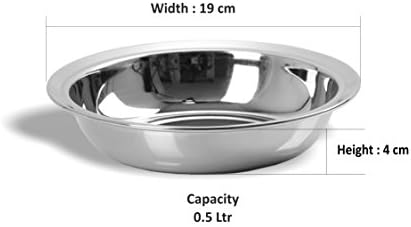 Sumeet не'рѓосувачки челик Тешки мерачи Мулти -комунални плочи за сервирање со огледало финиш од 19 см - сет од 3 парчиња