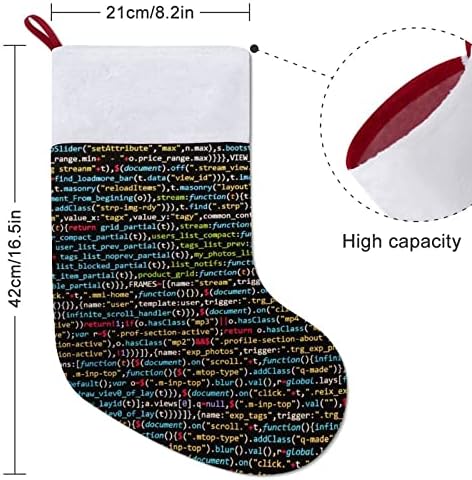 Nudquio Програмер Компјутерски код Божиќно порибување чорапи печати Божиќно дрво камин украси од црвена боја една големина