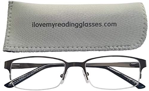 IlovemyReadingGlasses Gunmetal Semi-Rimless Beading очила +2.5
