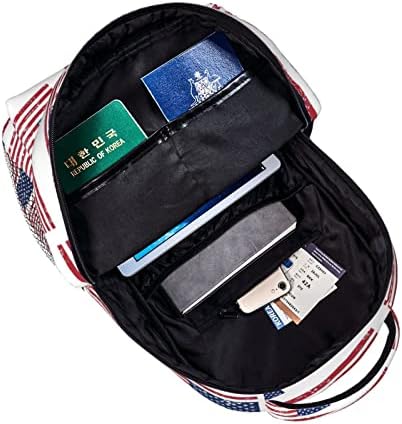 Афизиско американско знаме за патувања лаптоп ранец, жени со книги со лесен ранец за девојчиња прилагодлив ранец на колеџ се вклопува