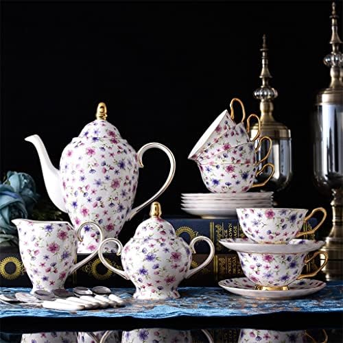 WJCCY Европски Убави Мали Цвет Злато Линија Керамички Чај Сет Дизајн Порцелан Кафе Чаша И Чинија Во Собата