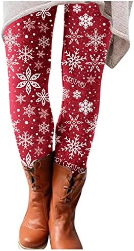 Iius Божиќни хеланки жени меки удобни четки за четкички Елк елени панталони со високи тренинзи со половината