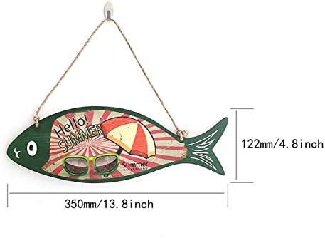 Летна дрвена риба добредојде знак наутички wallиден уметнички декор висијќи гроздобер риба украс знак декор знак за дома бања плажа Хаваи тематска декорација назад