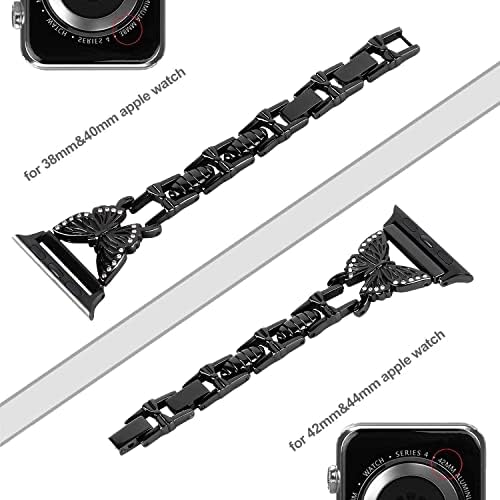 VIQIV тенок опсег компатибилен со Apple Watch Ultra Band 38mm 40mm 41mm 42mm 44mm 45mm 49mm SE Series 8 7 6 5 4 3 2 1 За жени, starвездени метални
