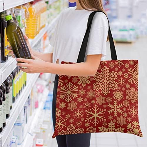 Visesunny Women Extrage Голема торба за торбичка Божиќна декорација Златна снегулка на рамената, дами плажа патувања за еднократно