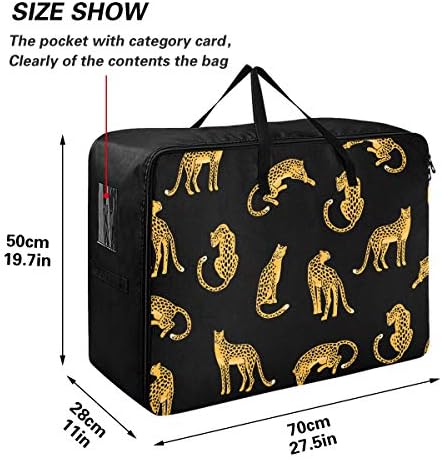 Торба за складирање на облека од емеливор подложена на ватенка - торба за организатори на леопарди со голем капацитет со патенти