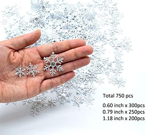 750 парчиња снегулки конфети за зимски чудо Замрзнати украси за забави, сребро