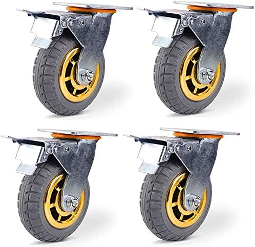 Z Креирај дизајн на ритами 4x, гума од гума, Ø100/125/150мм Индустриски вртливо ливчиња со сопирачка, за механичка опрема што ротира