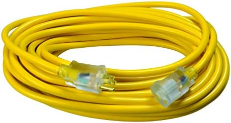 Southwire 2588 50-ft 12/3 SJTW Outdoor, American Made Heavy Duty 3 Пронг-комерцијална употреба, Yellow & Woods 25878802 2587SW8802 25ft SJTW 12/3 Отворен екстрезен кабел w/осветлен крај, 25 ft, жолто