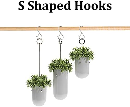 Куки во облик на сребрени S Dianrui 20 парчиња, метални куки за висечки растенија, садови и тави, торбички за безбедност против капките за висини