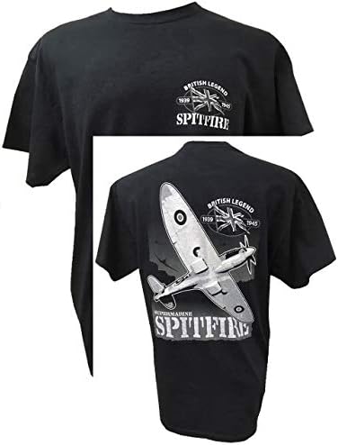 Дрвениот модел на компанијата ДОО Спитфејр, борбена борба во светска војна 2 - британски дизајн на маици со авиони/црни акциони маици.