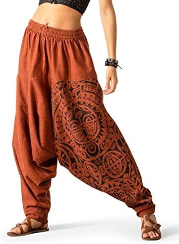 Companyенска компанија Veshti Premium памук лабава лабава бохо јога хареми панталони