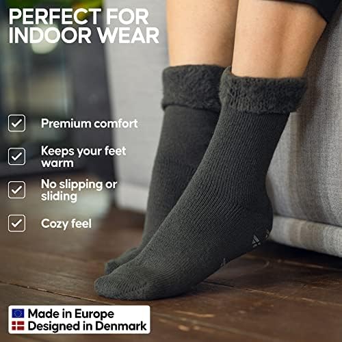 Данска издржливост меки термички чорапи со не лизгање, руно наредени топли чорапи, 2 пакувања