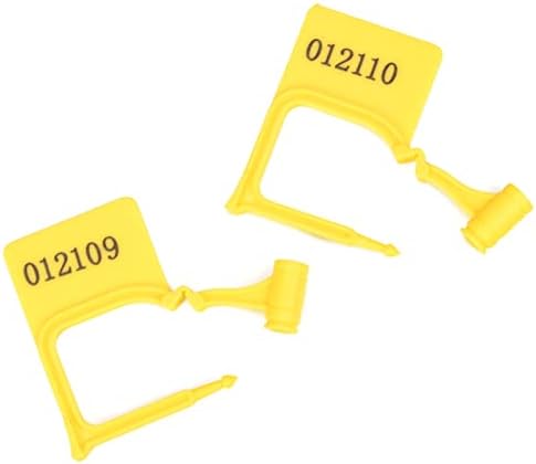 1000 пластични заптивки за безбедност на катанец, жолто нумерирано скрипти, очигледно заклучување за еднократна употреба за