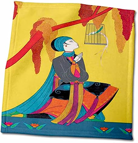 3drose print of Oriental Art Deco со BirdCage - крпи