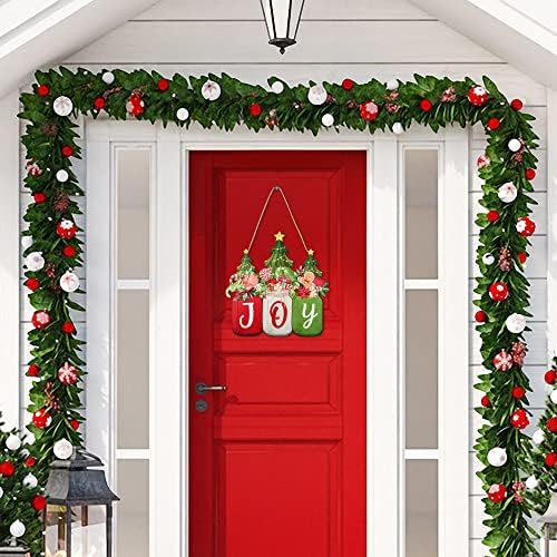 Божиќ добредојде на вратата на вратата Божиќ, радост виси знак гроздобер asonидарски тегла ingergингербед човек бонбони трска дрвена венчка
