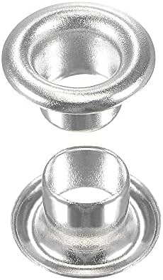 Uxcell Grommets Eyelets со комплет за мијалници, 8 x 4 x 4,3 mm бакарен гром за DIY или занаетчиски проекти Сребрен тон 100 сет