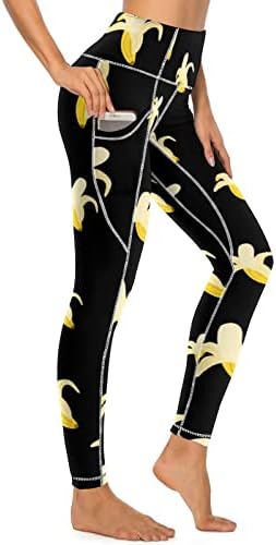 Женски панталони за јога за банана со високи хеланки на половината со џебови за теретани хулахопки