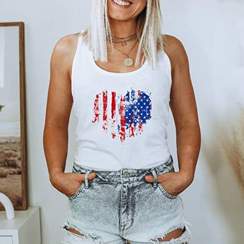 Летопенк врвот за жени американско знаме маици без ракави без ракави 4-ти јули Патриотска кошула САД САД Ден резервоари