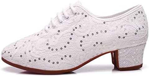 Ruybozry Women Latin Ballroom Dance Dance Shoes Lace Up Modern Articence Latin Salsa Practice Dance Shoes, Model 601