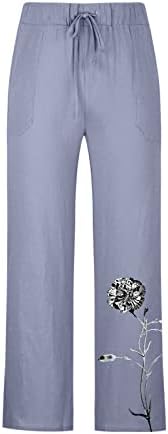 Дудубаби Јога панталони за машка памучна постелнина печатено влечење на лебава лабава удобни панталони панталони