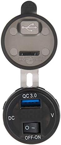 Полнач за автомобили, Брзо полнење 3.0, USB приклучок за полнач со LED дигитален мониторинг на напон и вклучен/исклучен прекинувач