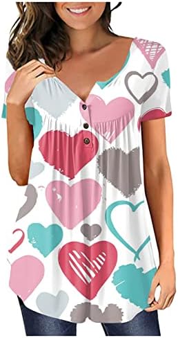 Женски летни врвови плус големина кошули за в Valentубените графички маички Y2K Облека за одмор што излегуваат на врвни подароци за денот на вinesубените за неа