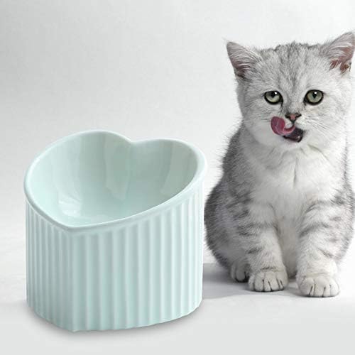 Керамички кренати чинии за мачки, навалени покачени храна или чинии за вода, без стрес, превенција на проток на грб, машина за миење садови