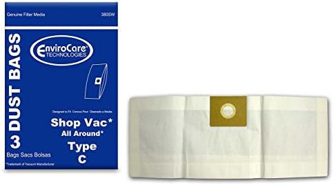 Замена на вакуумска чистач за прашина за замена на EnvIrocare, направени за да се вклопат во продавница VAC околу типот C 3 галон. 3 пакет