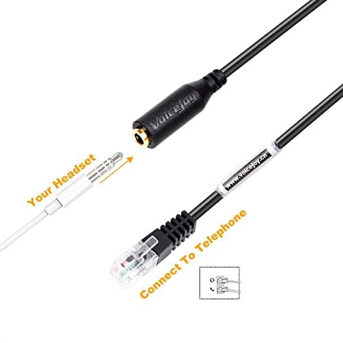 Стандарден 3,5мм приклучок за слушалки за слушалки за слушалки Адаптер за конвертор на кабел во RJ9 за Plantronic M22 засилувач и Cisco