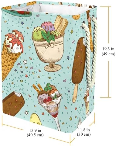 ДЕЈА Водоотпорни Корпи За Перење Високи Цврсти Преклопливи Сладолед Десерт Мали Ѕвезди Сино Печатење Попречуваат За Возрасни Деца Тинејџерски