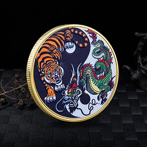 Поволен Од Змеј И Тигар Насликани Комеморативни Монети Метални Занаети Сувенир Подарок Антички Кинески Ѕверови Маскота Среќа Значка