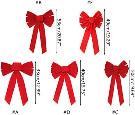 ОТГО Црвен лак со кадифени Божиќни лакови - Божиќен лак за венци - Одлично за големи подароци - Внатрешна/надворешна употреба - Врза за прицврстување вклучуваше лесе