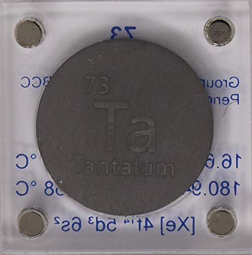 Танталум 24,26мм метален диск со акрилен случај за собирање или експерименти