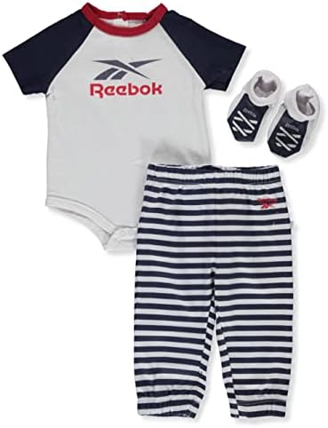 Reebok Baby-Boys 3-парчиња Телосјут + џогер џемпери + чорапи за облека за пижами