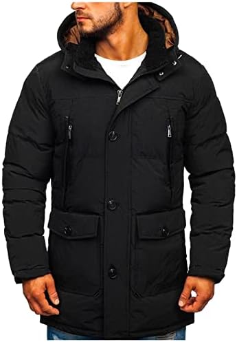 Плус големина јакна со мафија, мажи, снег палто, редовна обична обична памучна палто јакна со пафтер за надворешна облека за надворешна облека
